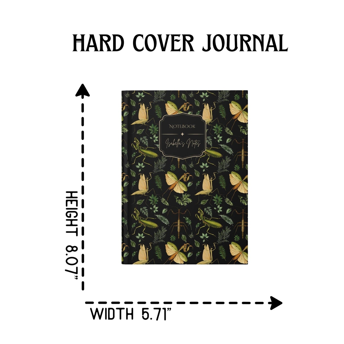 Praying Mantis Hardcover Personalized Journal