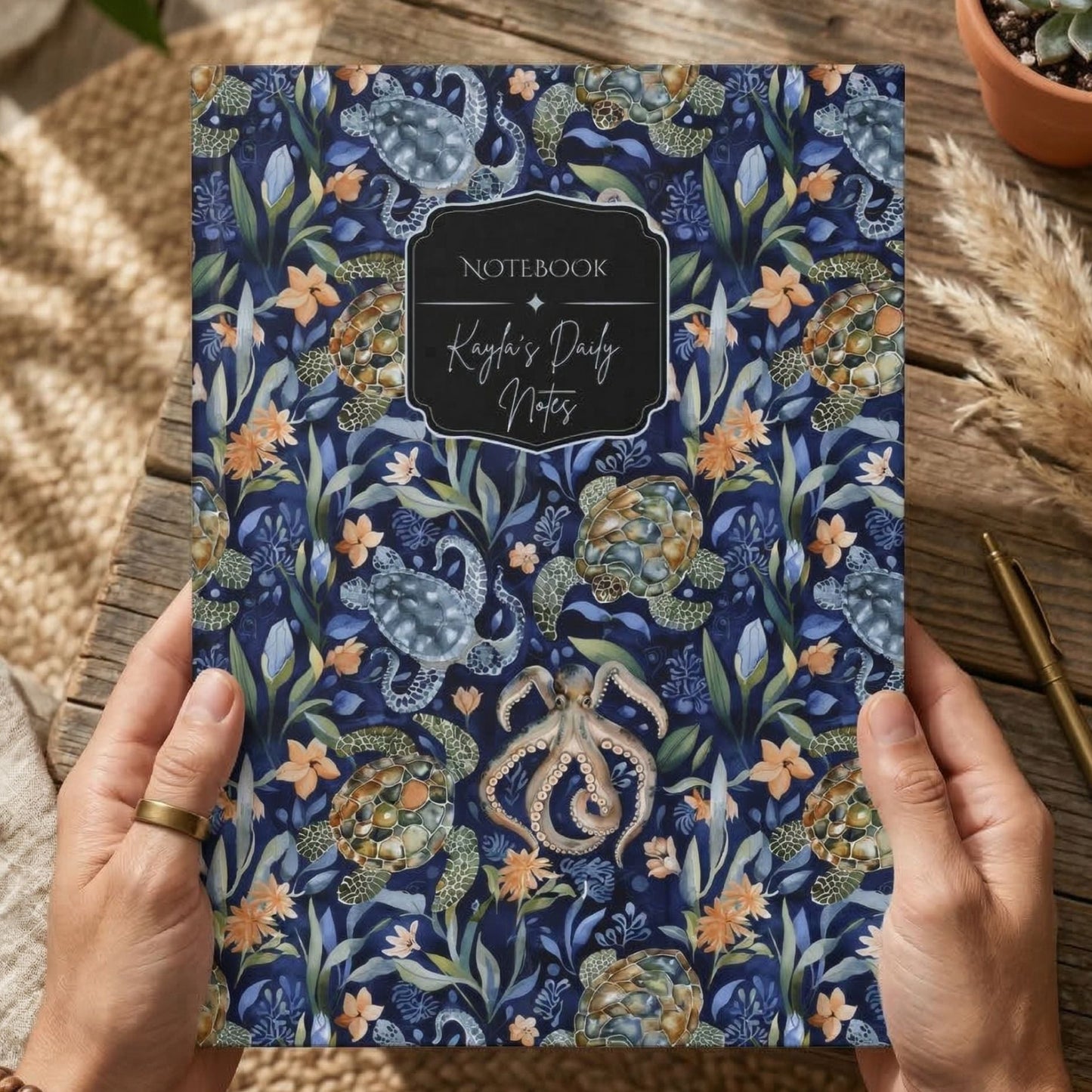 Turtle William Morris Style Personalized Journal