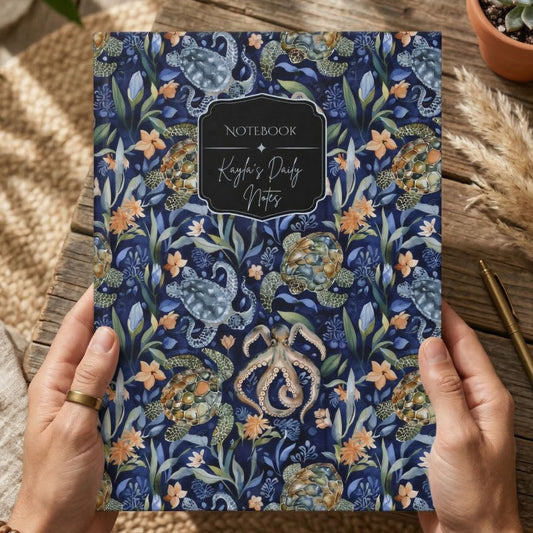 Turtle William Morris Style Personalized Journal