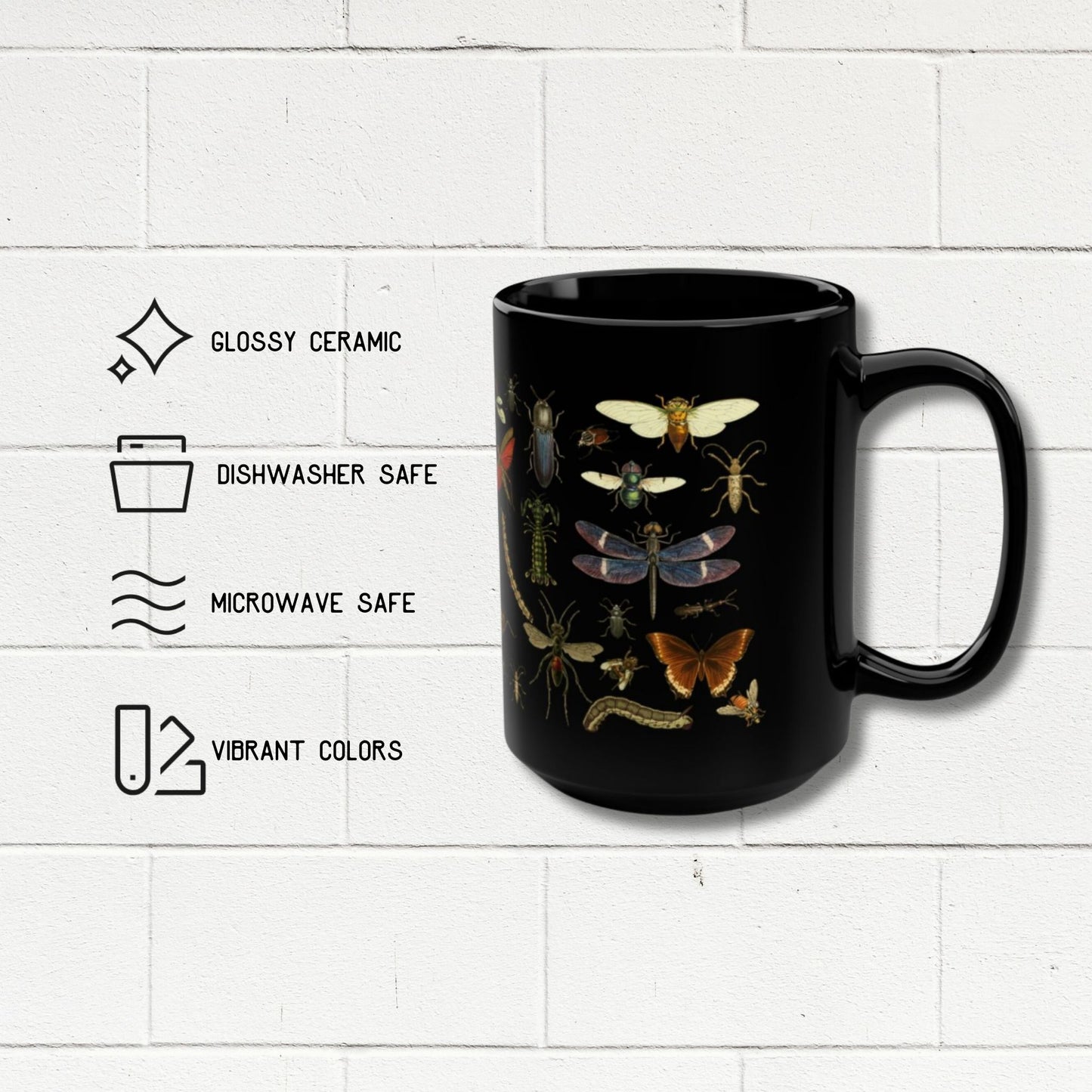Insects 15 Ounce Black Mug