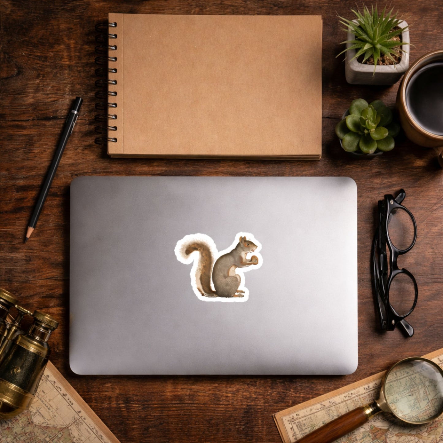 Vintage Squirrel Die Cut Sticker