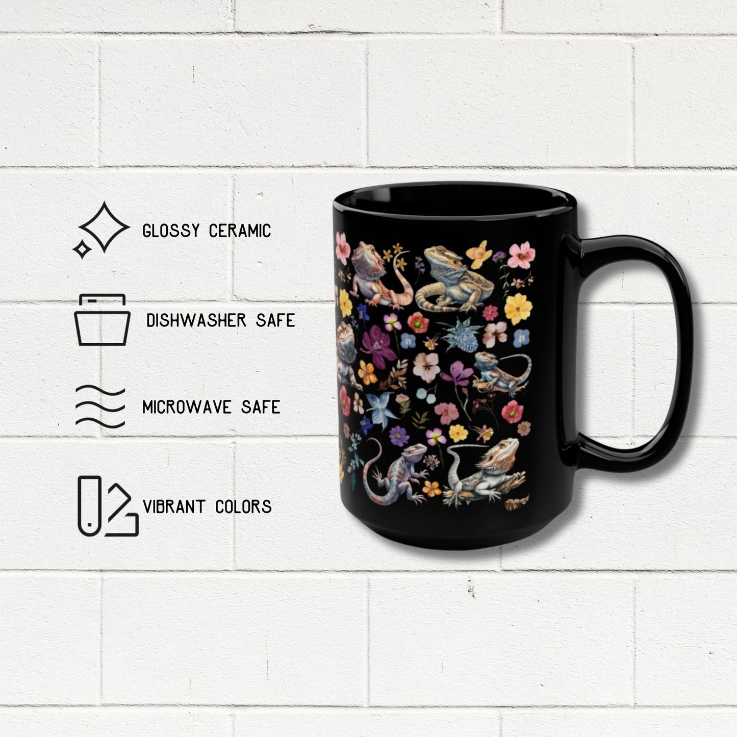 Bearded Dragon Floral Mug