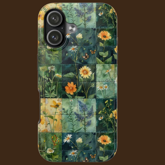 Green Patchwork Wildflower Phone Case