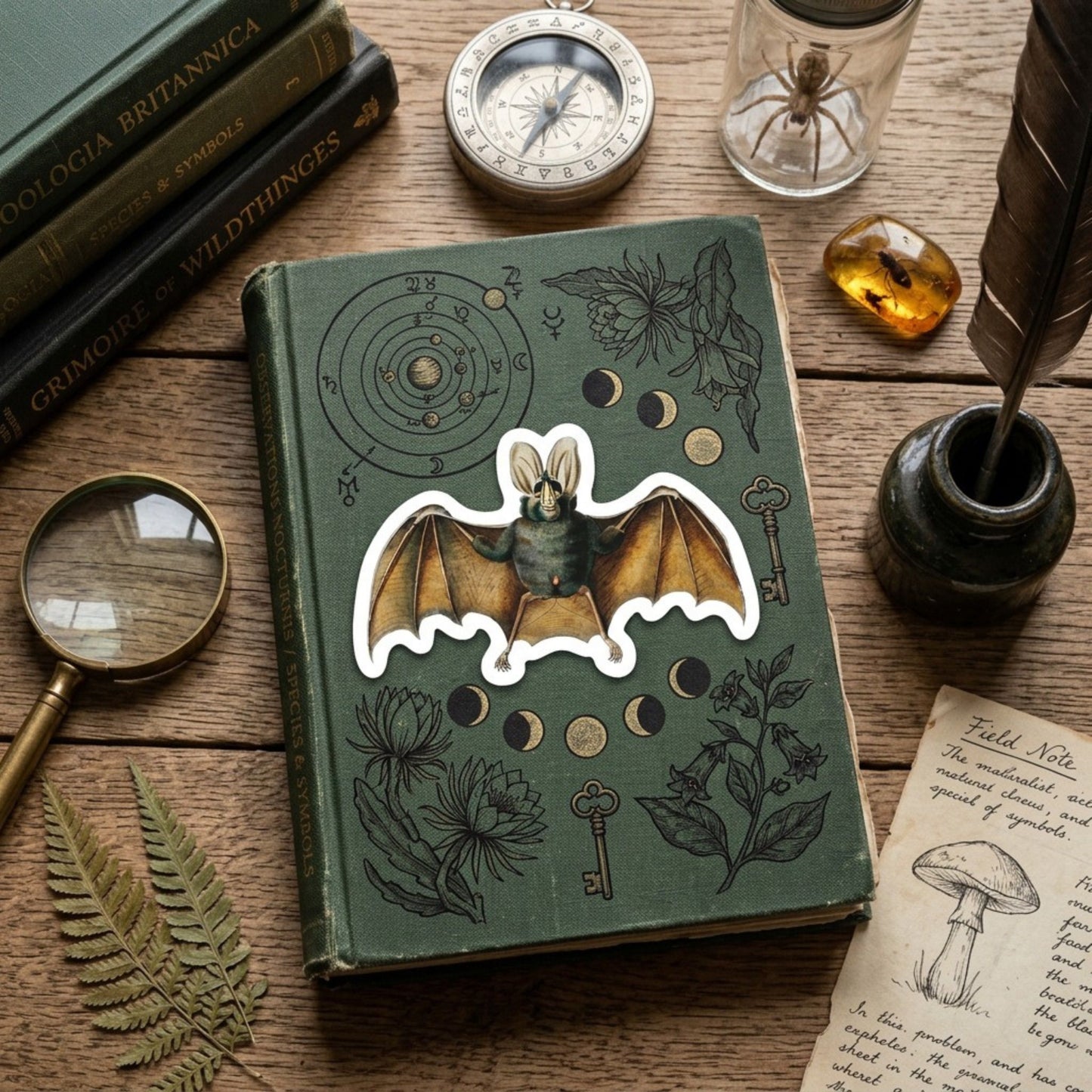 Vintage Bats Clear Die Cut Sticker