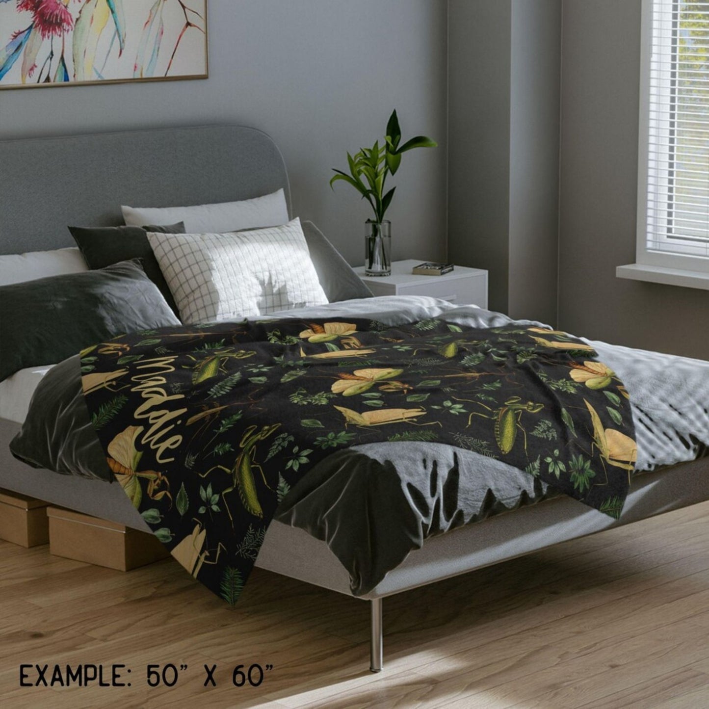 Praying Mantis Veleteen Minky Blanket
