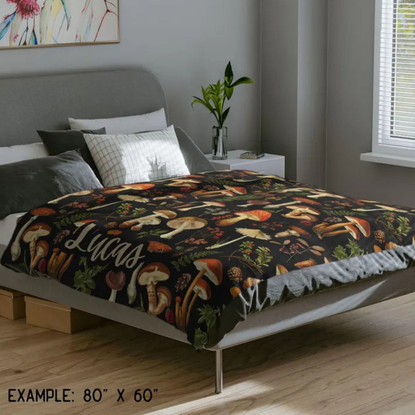 Vintage Botanical Mushroom Blanket