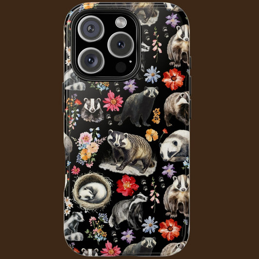 Floral Badger Tough Phone Case