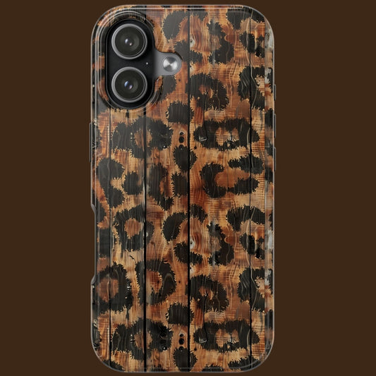 Woodgrain Animal Print Protective Phone Case