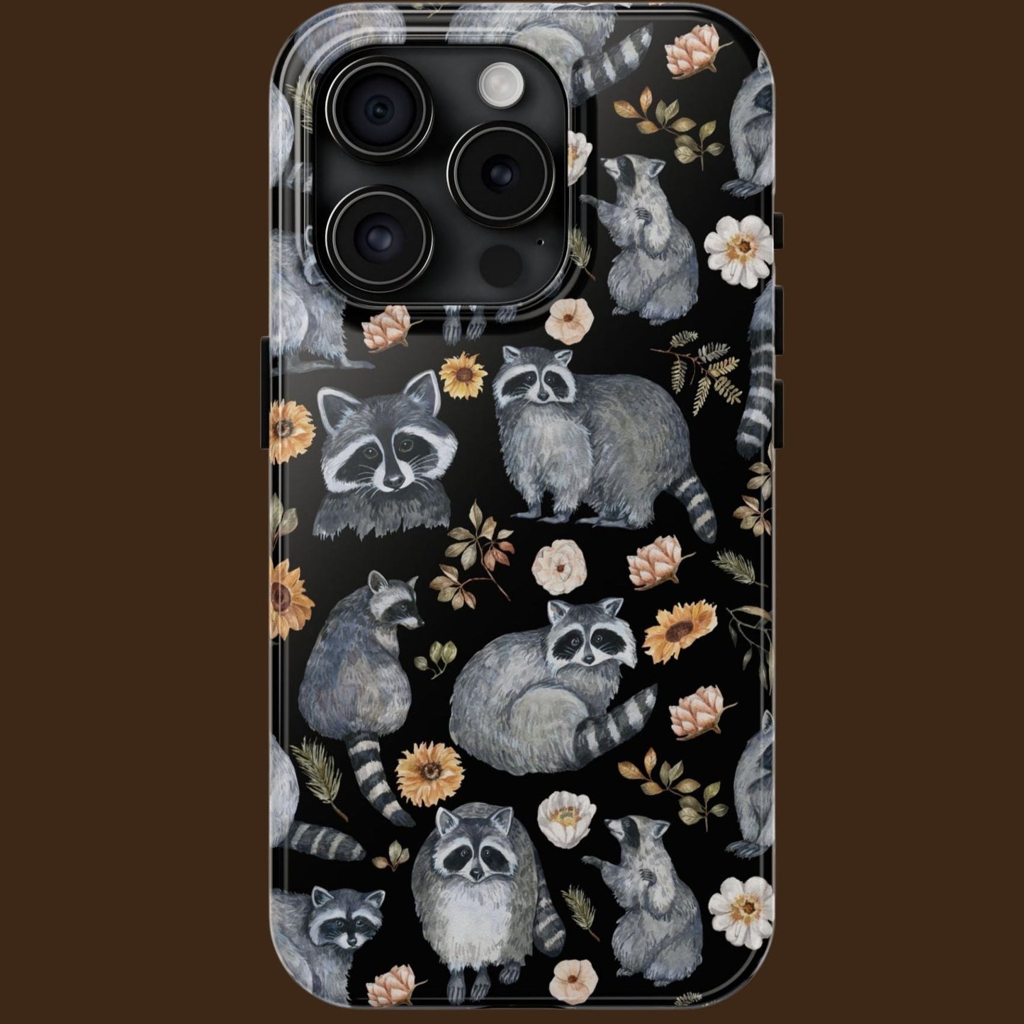 Raccoon Floral Protective Phone Case