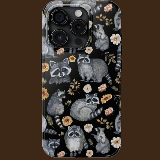 Raccoon Floral Protective Phone Case