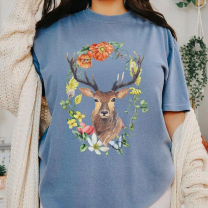 Floral Deer Woodland T-Shirt