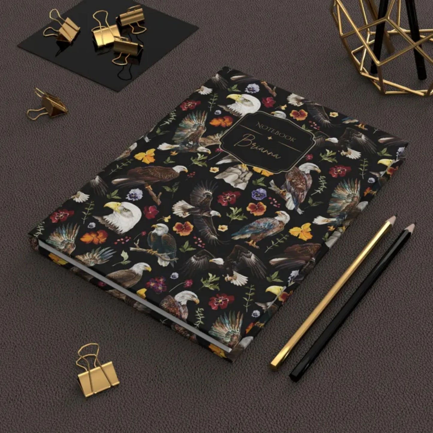 Floral Eagle Personalized Hardcover Lined Journal