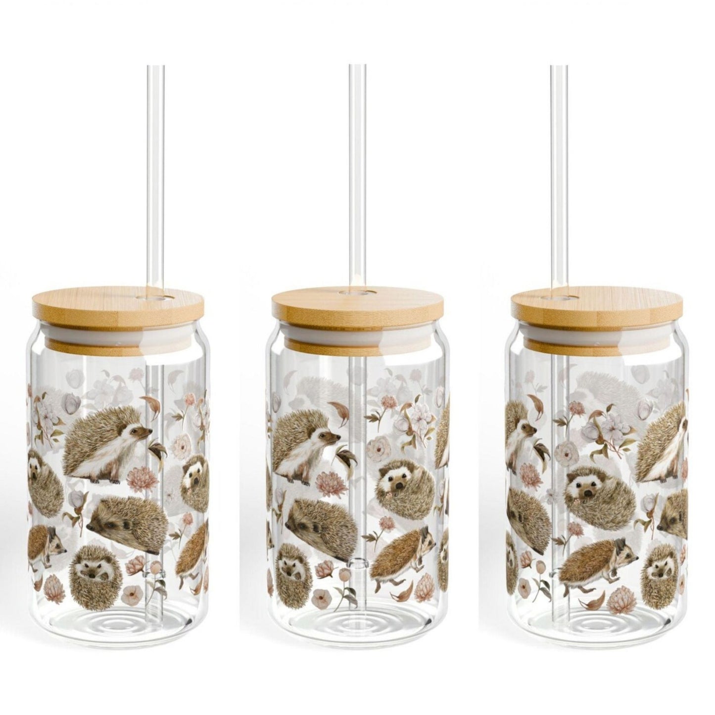 Cute Hedgehog Sipper Glass With Straw