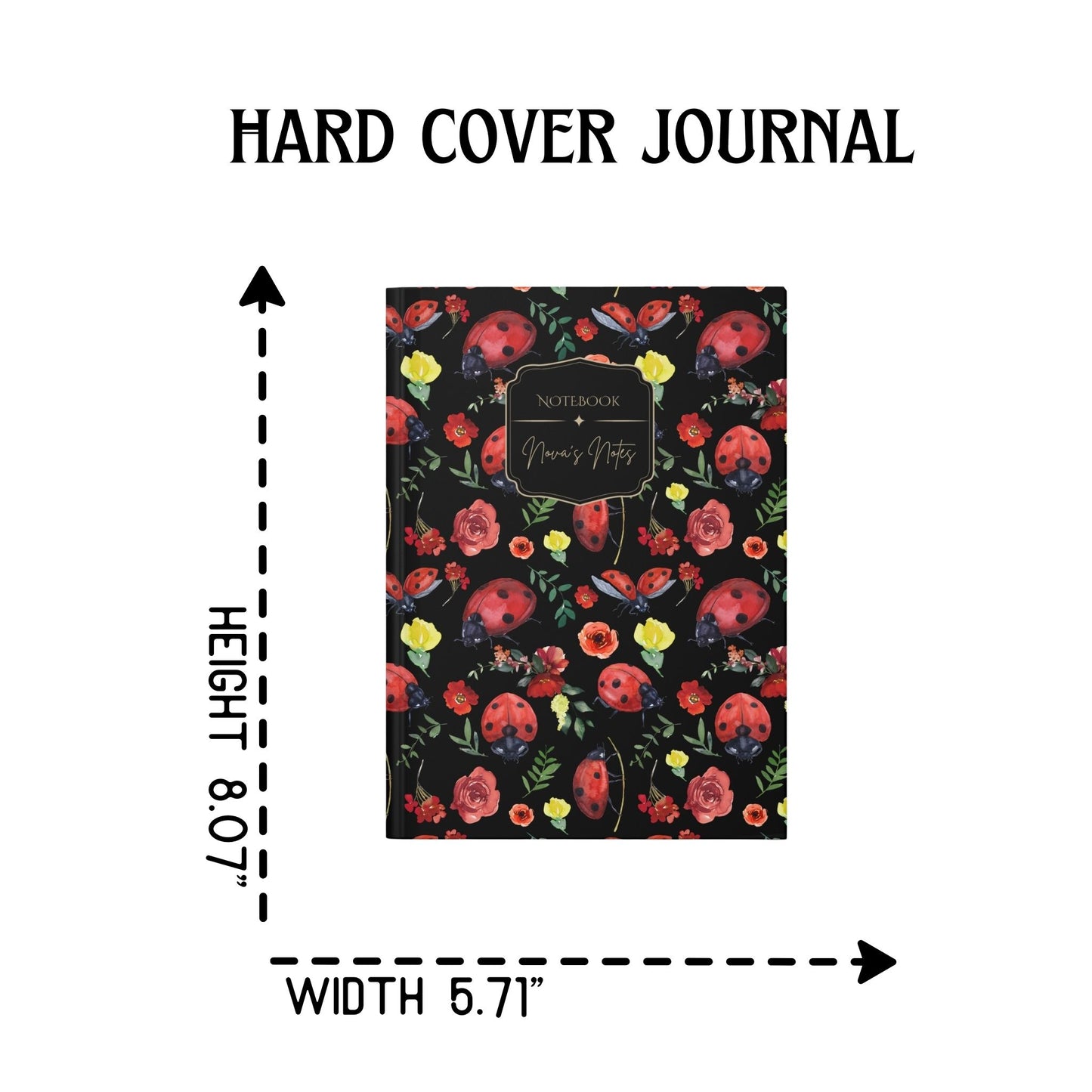 Watercolor Ladybug Personalized Journal
