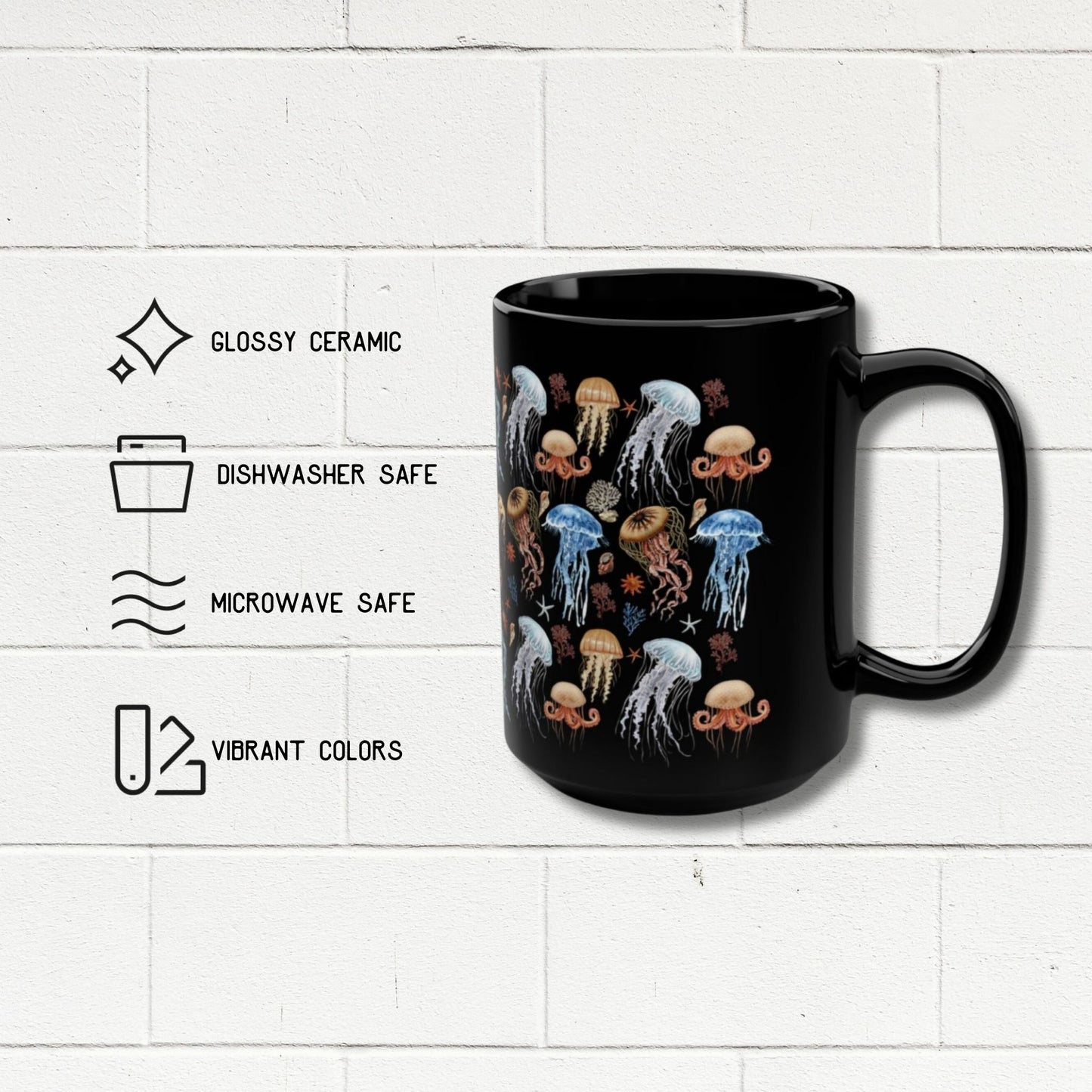 Jellyfish Ceramic 15 Ounce Mug