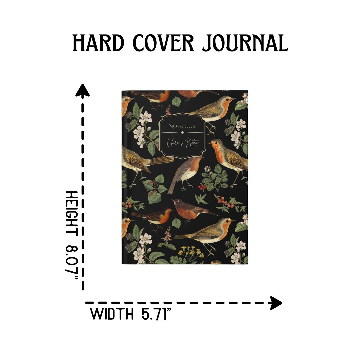Robin Birds Personalized Hardcover Journal