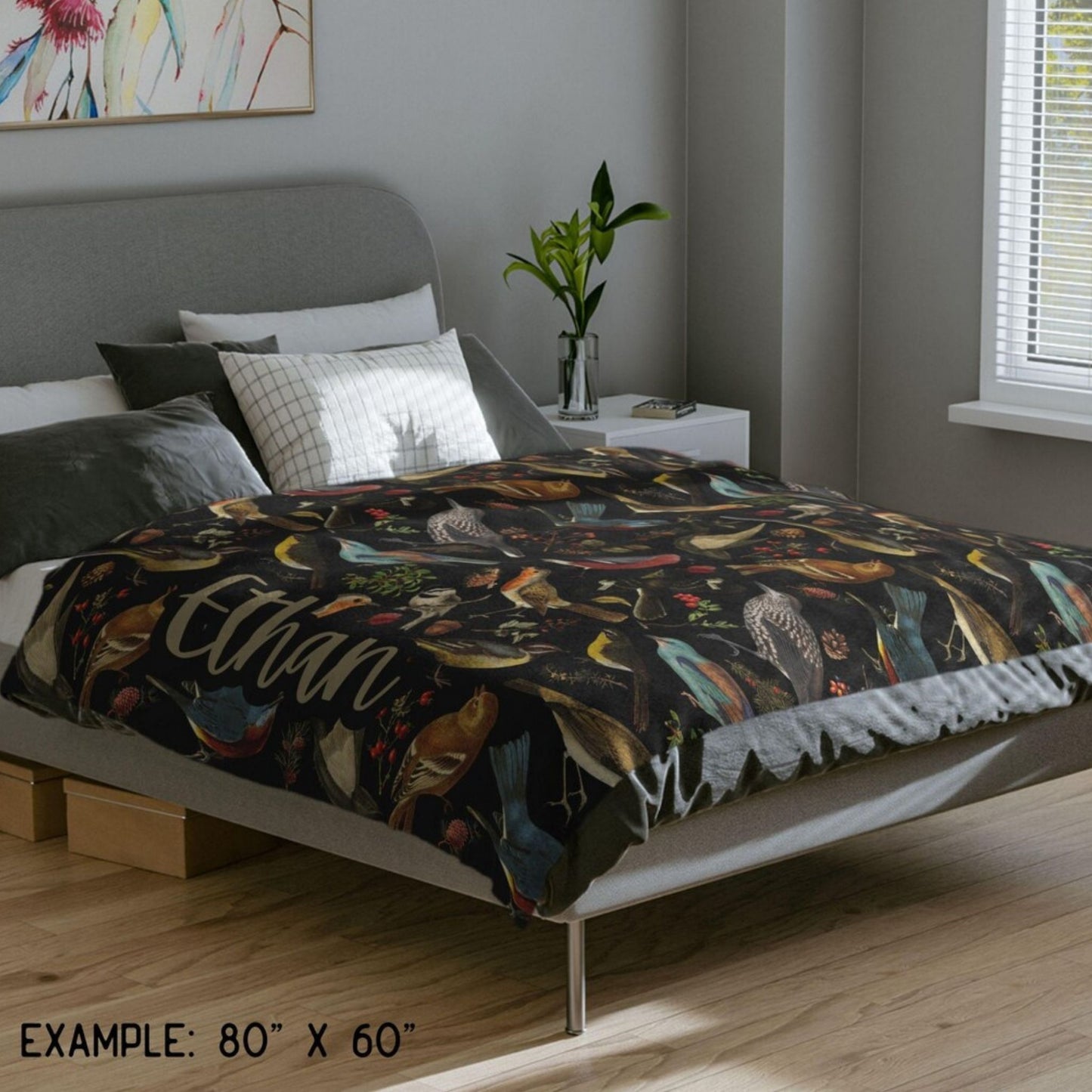 Forest Birds Fleece Throw Blanket
