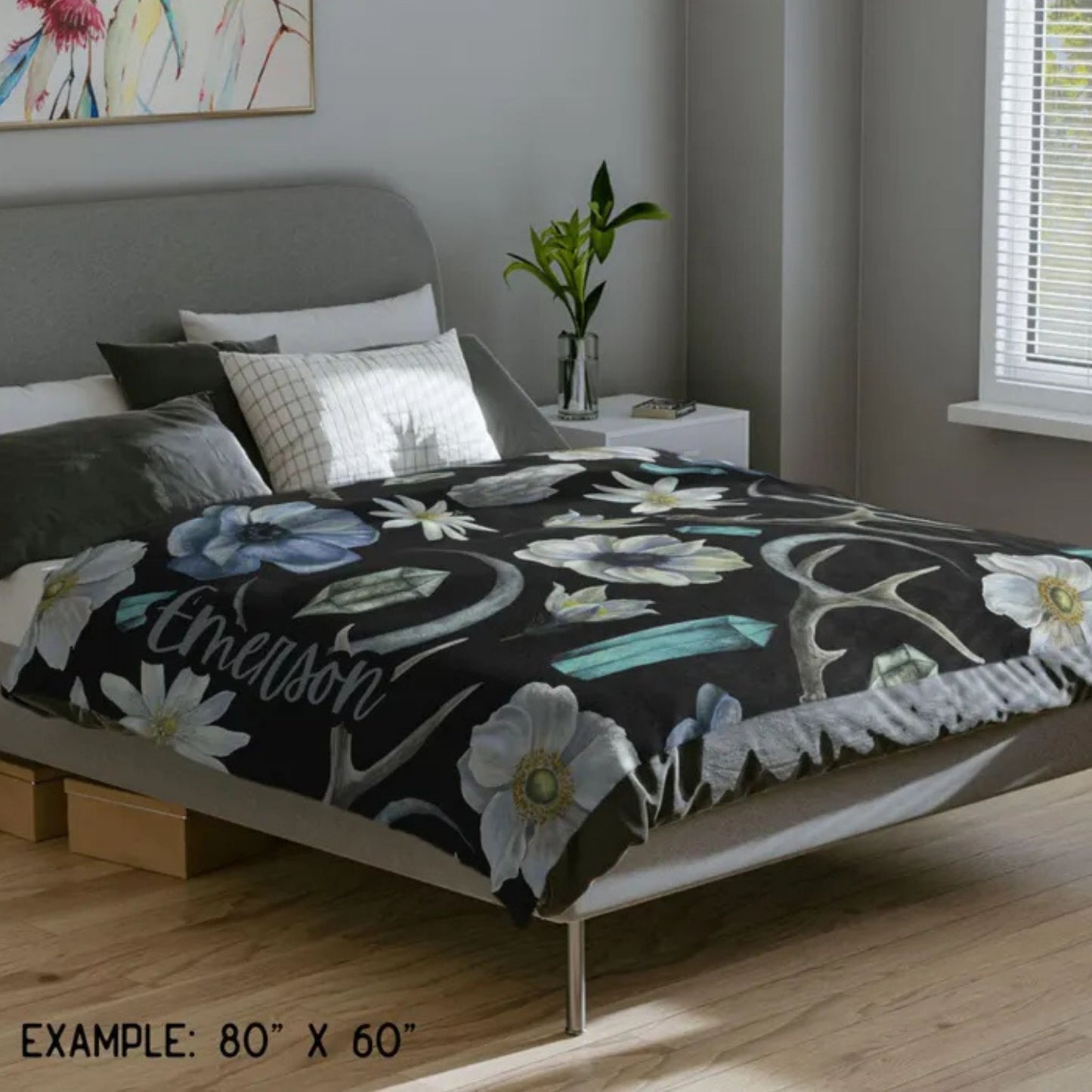 Mystical Floral Crystals Fleece Blanket