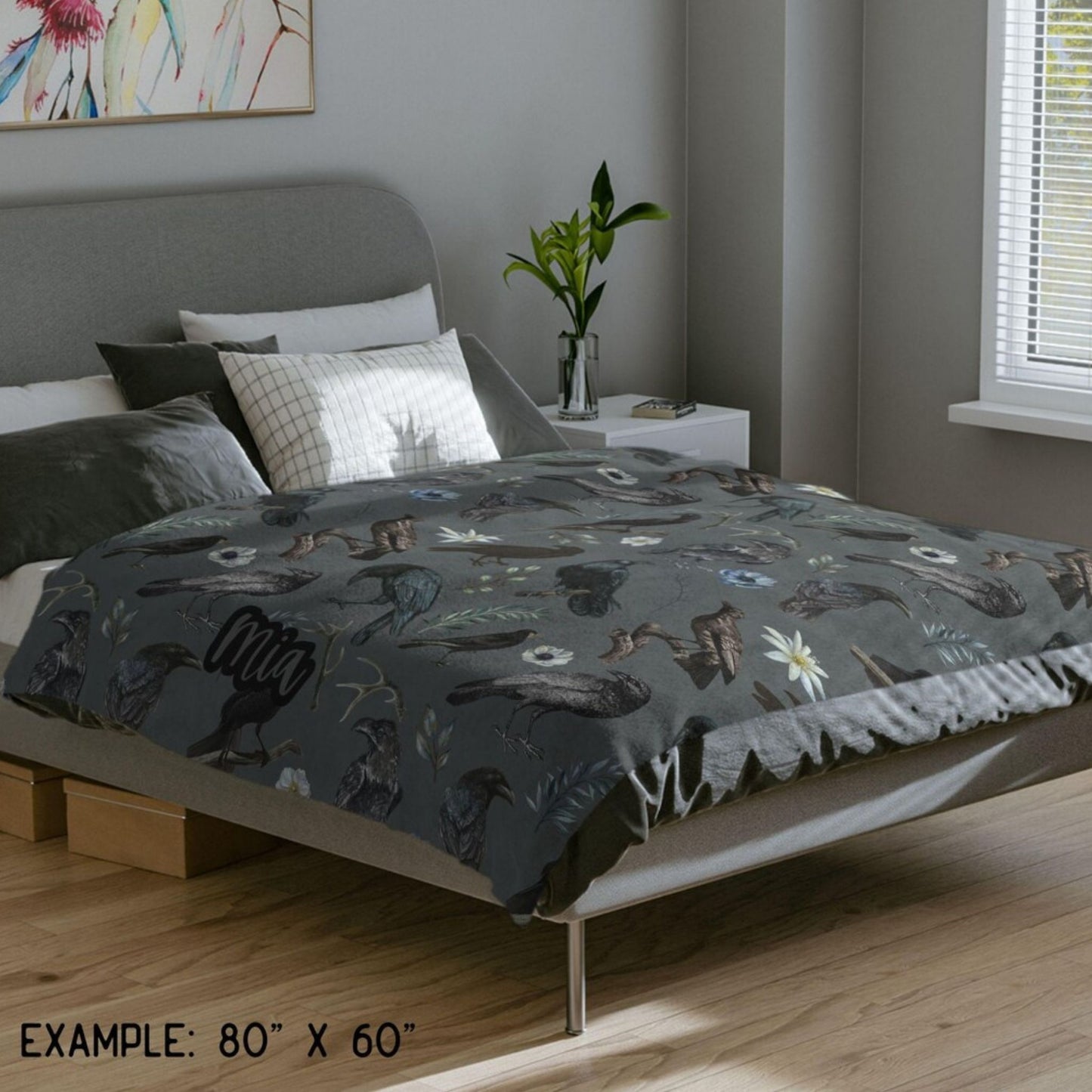 Black Crow Gothic Throw Blanket