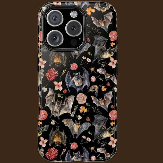 Floral Watercolor Bats Tough Phone Case
