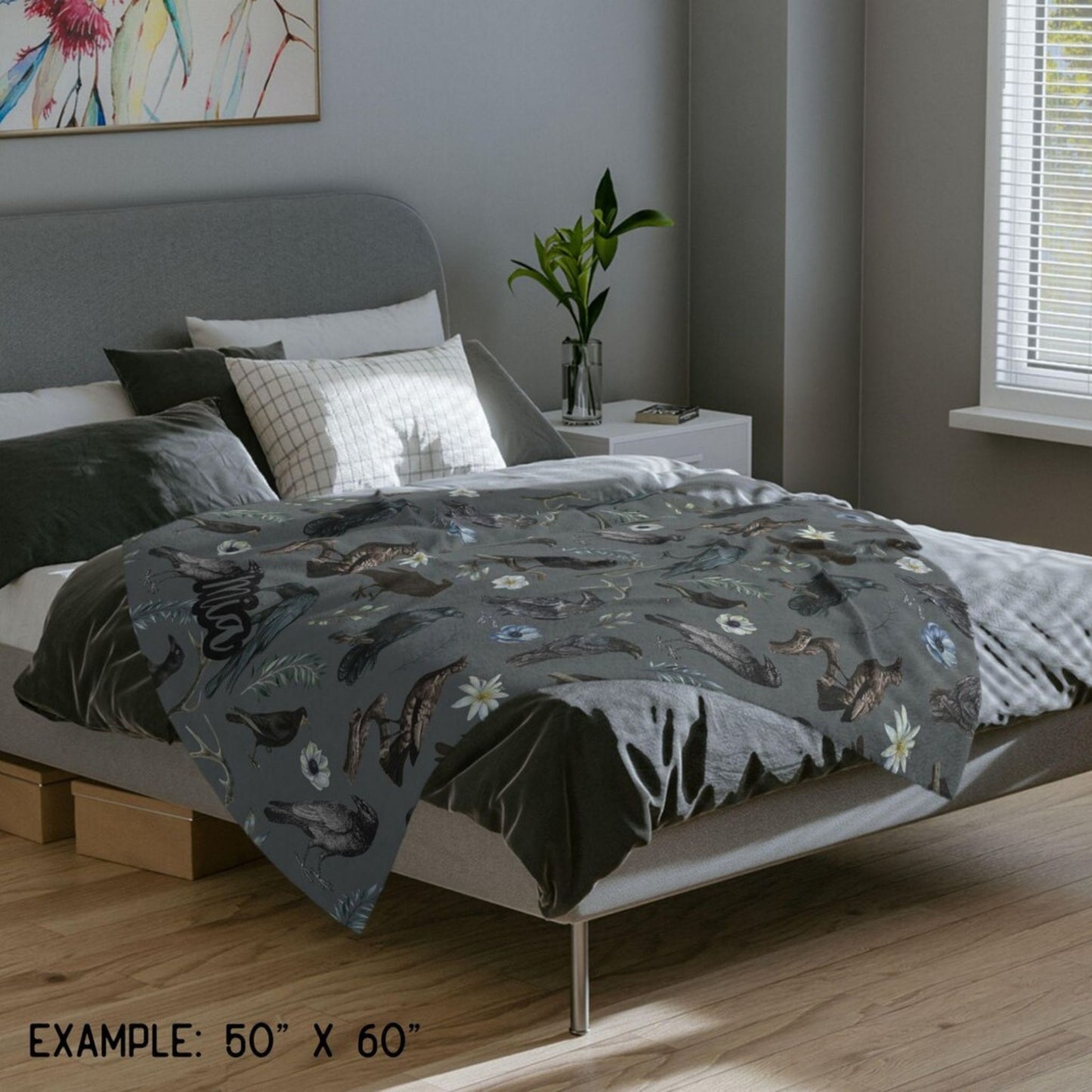 Black Crow Gothic Throw Blanket