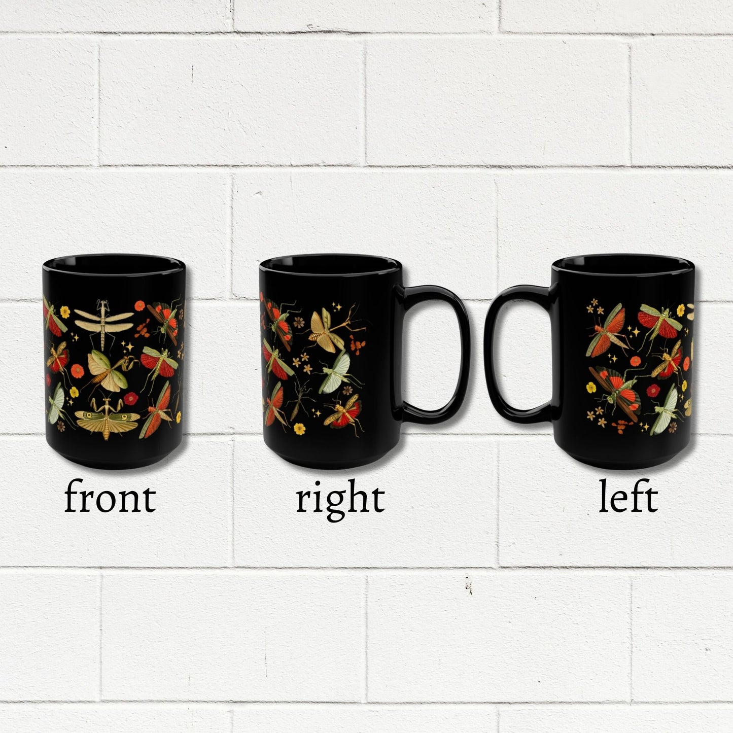 Praying Mantis Black 15 Ounce Mug