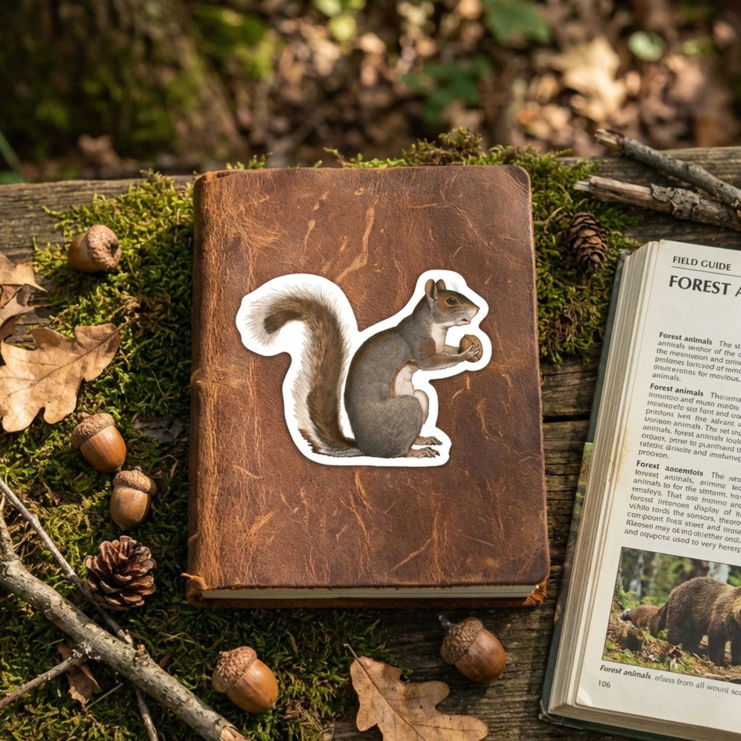 Vintage Squirrel Die Cut Sticker
