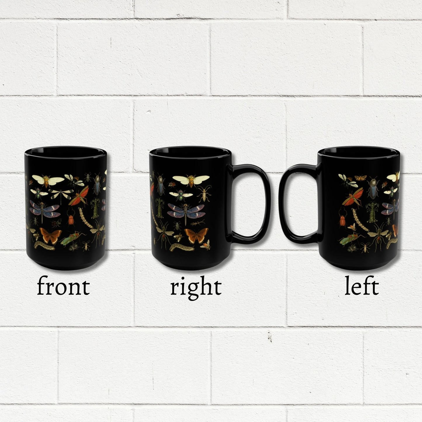 Insects 15 Ounce Black Mug