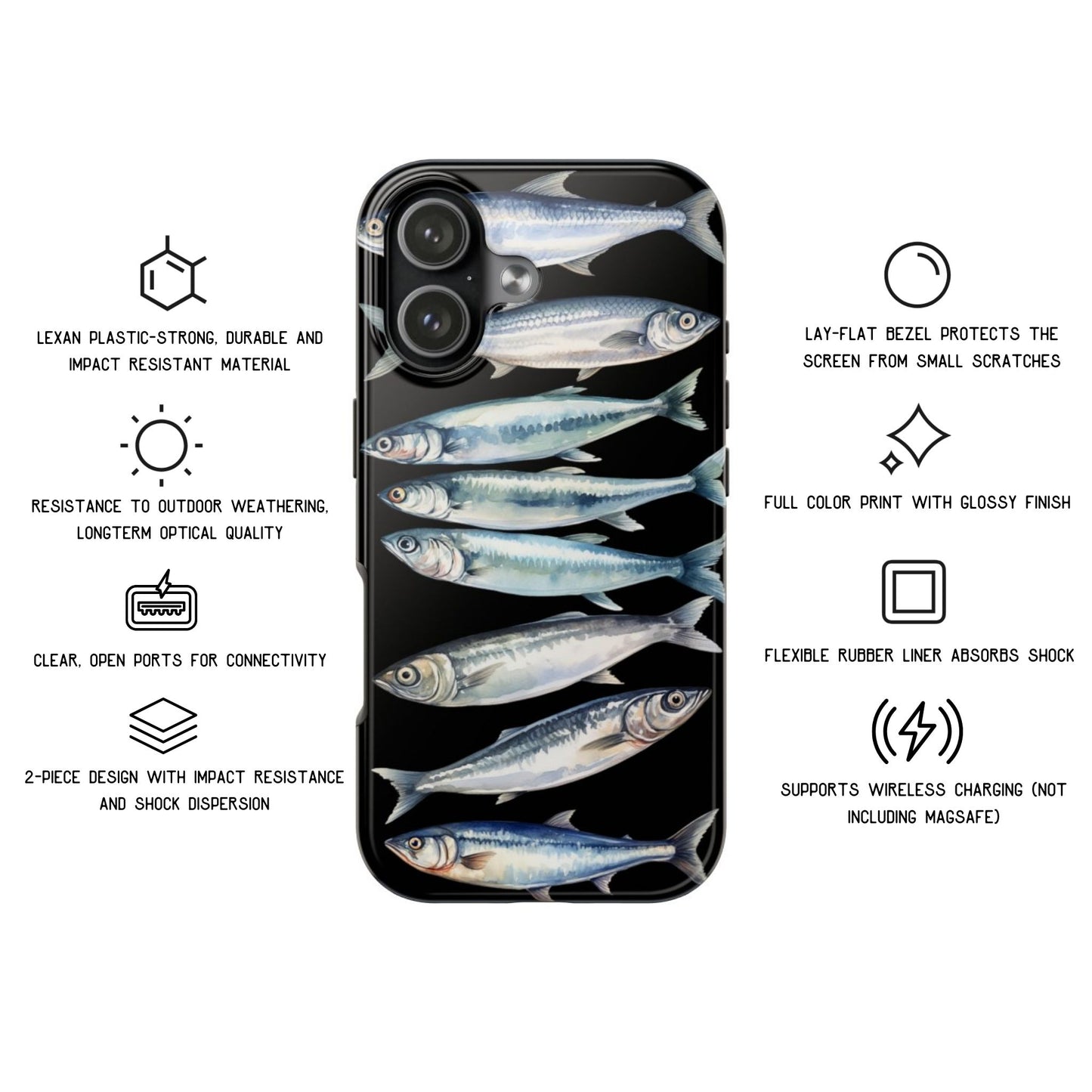 Sardine Cluster Nautical Tough Phone Case