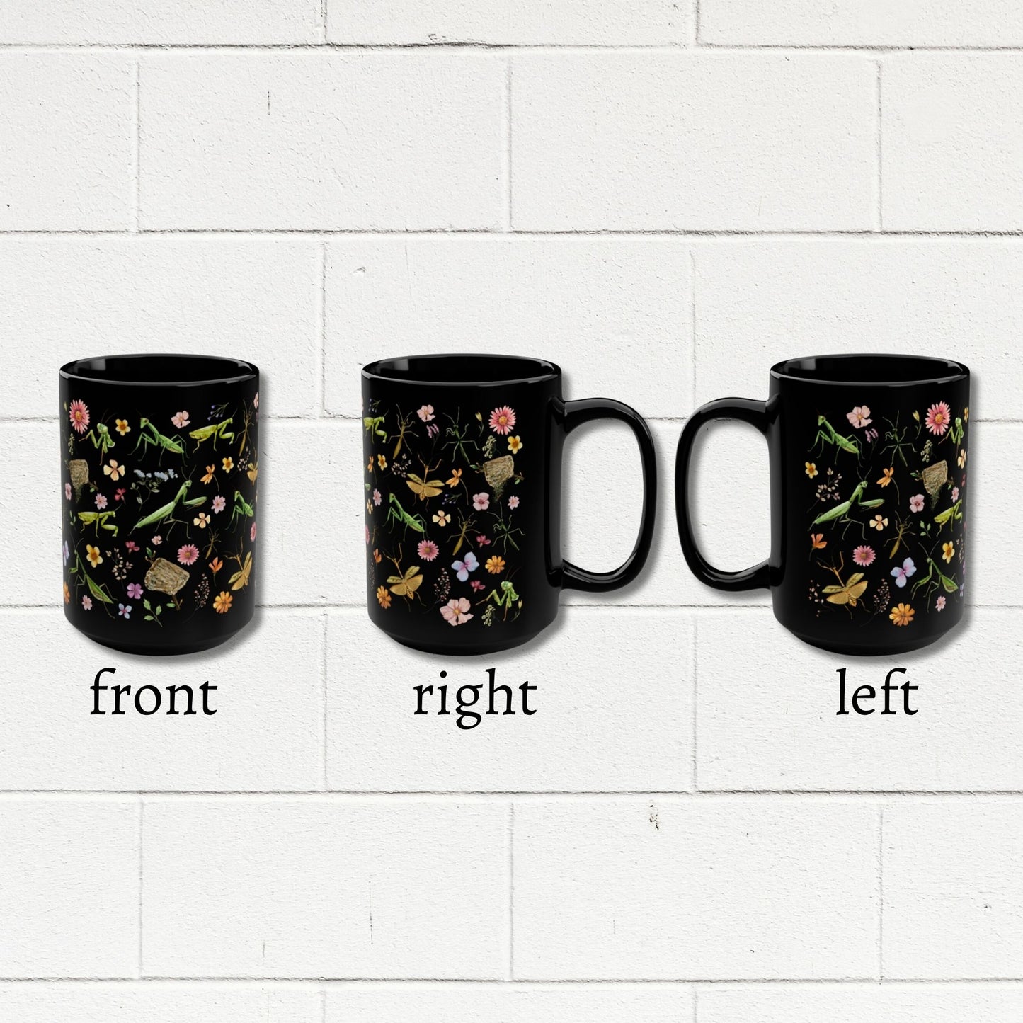 Praying Mantis Floral Coffee Mug