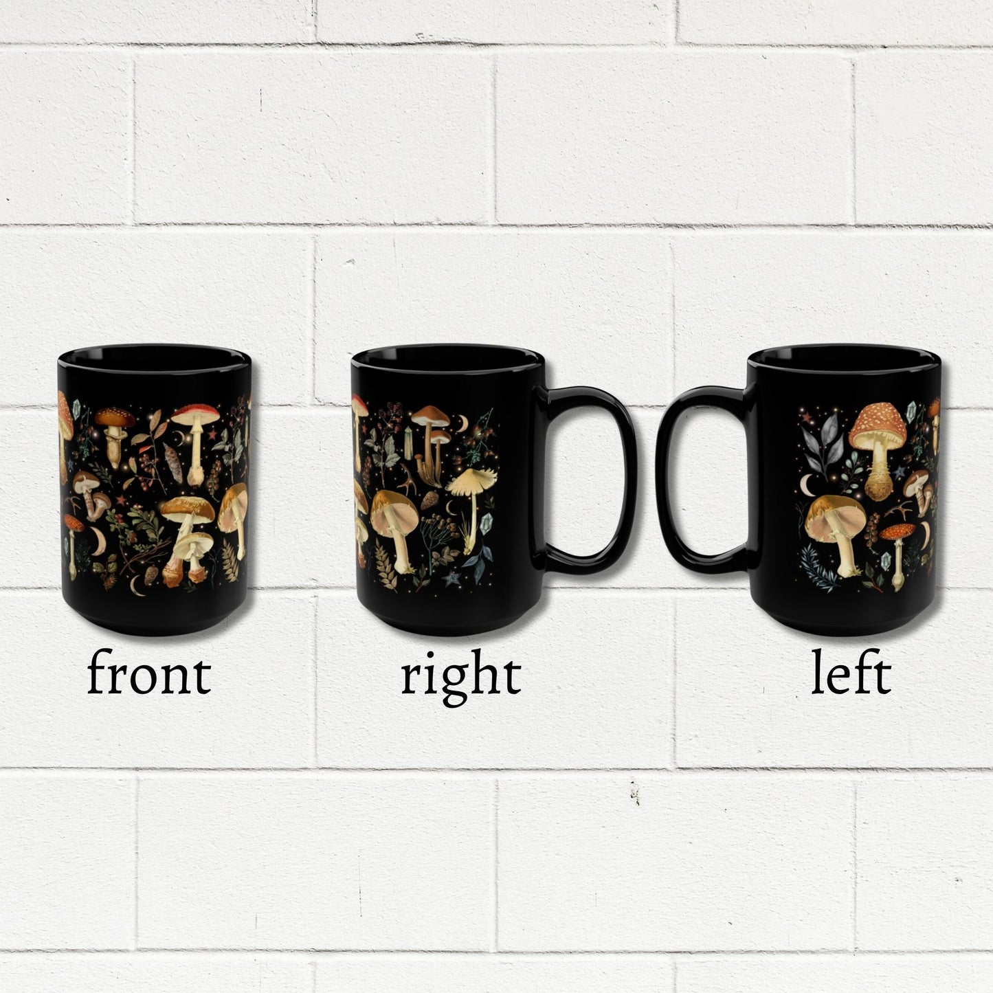 Magic Mushroom Black Coffee Cup