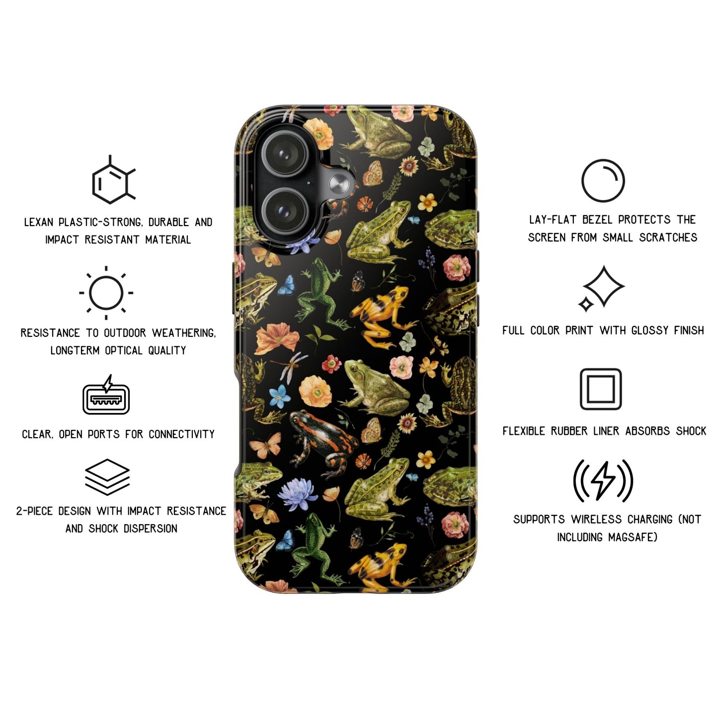 Floral Frog Tough Phone Case