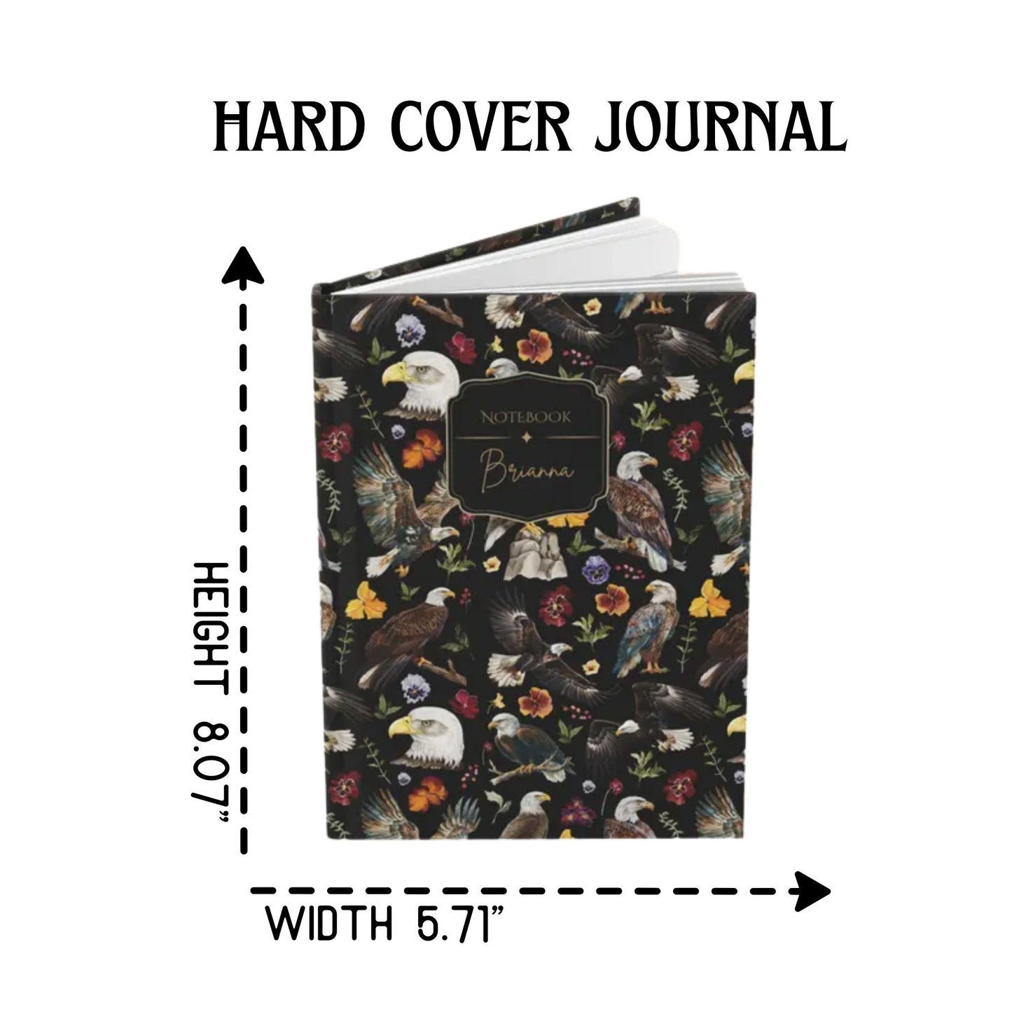 Floral Eagle Personalized Hardcover Lined Journal