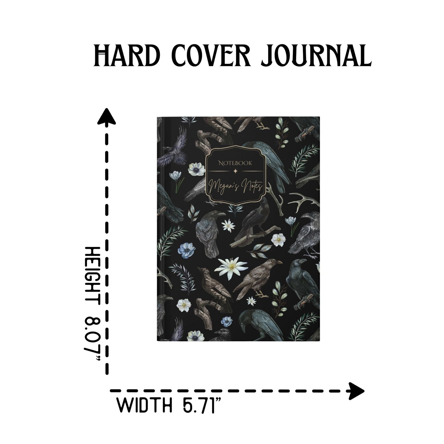 Raven Crow Hardcover Personalized Journal