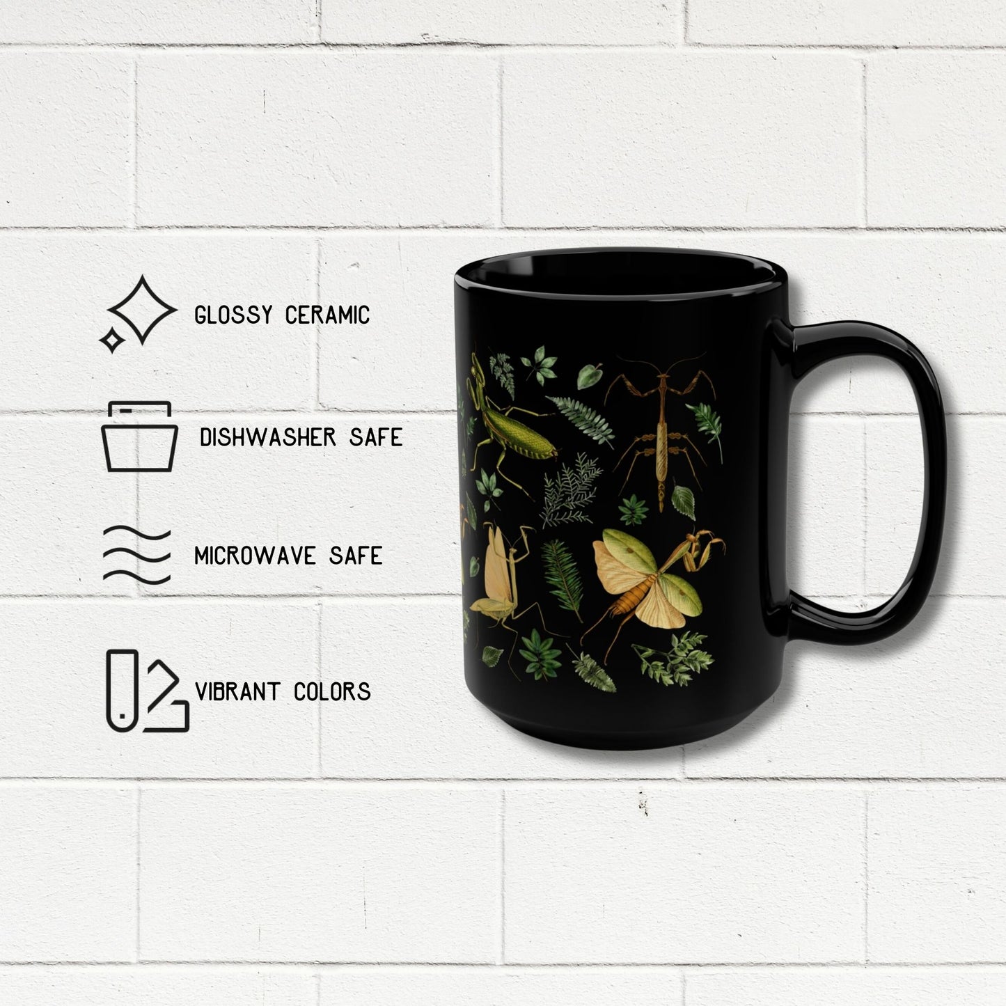 Botanical Praying Mantis 15 Ounce Coffee Mug