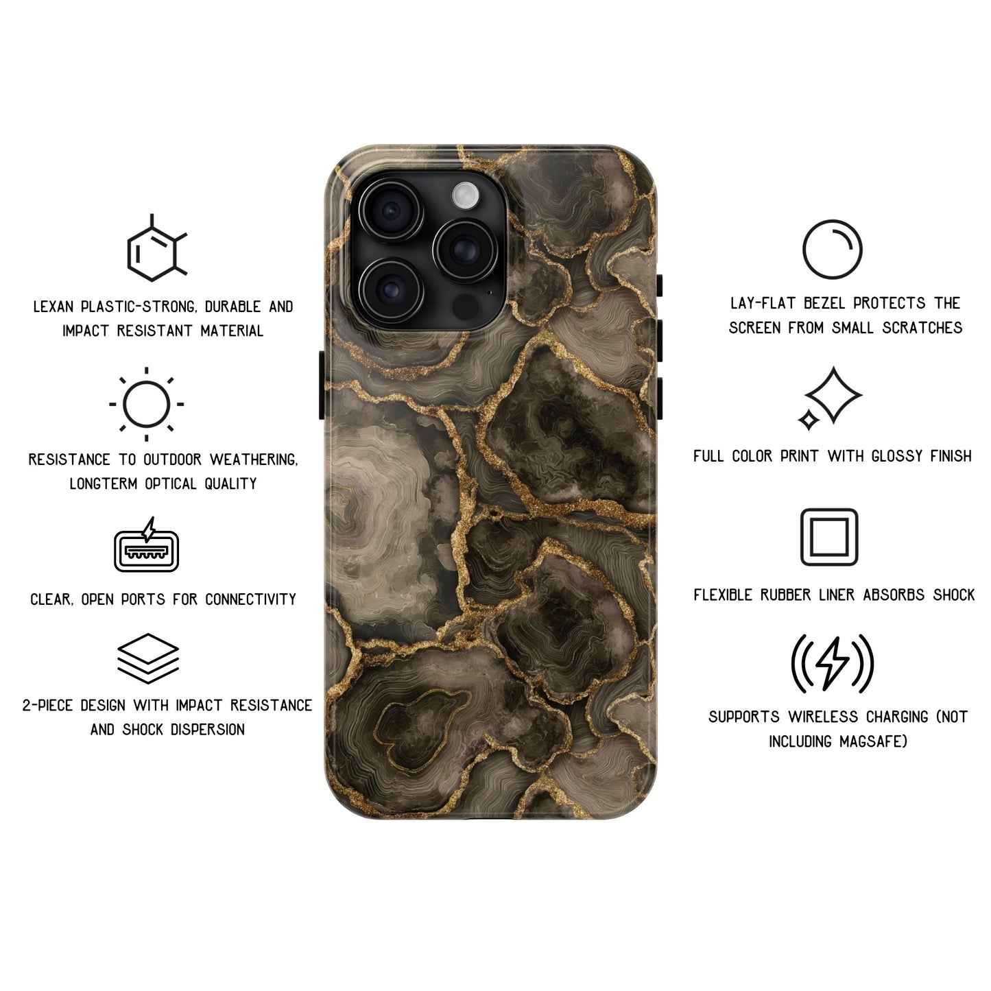 Brown Gold Agate Tough Phone Case