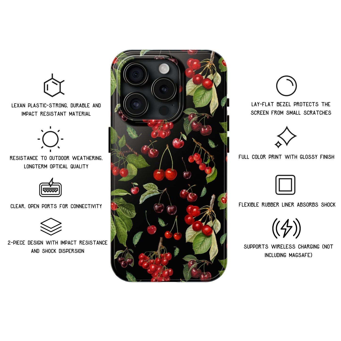 Botanical Cherries Tough Phone Case