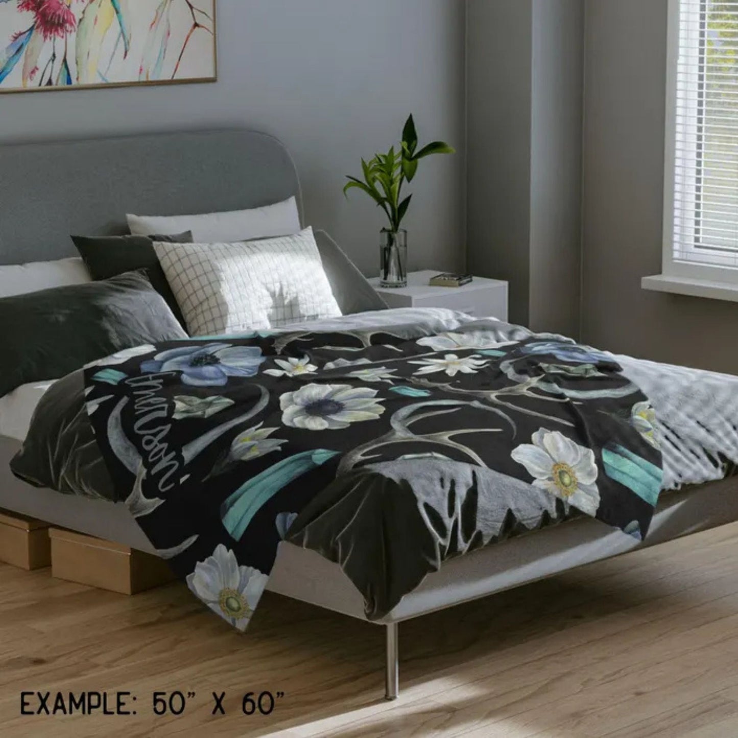 Mystical Floral Crystals Fleece Blanket