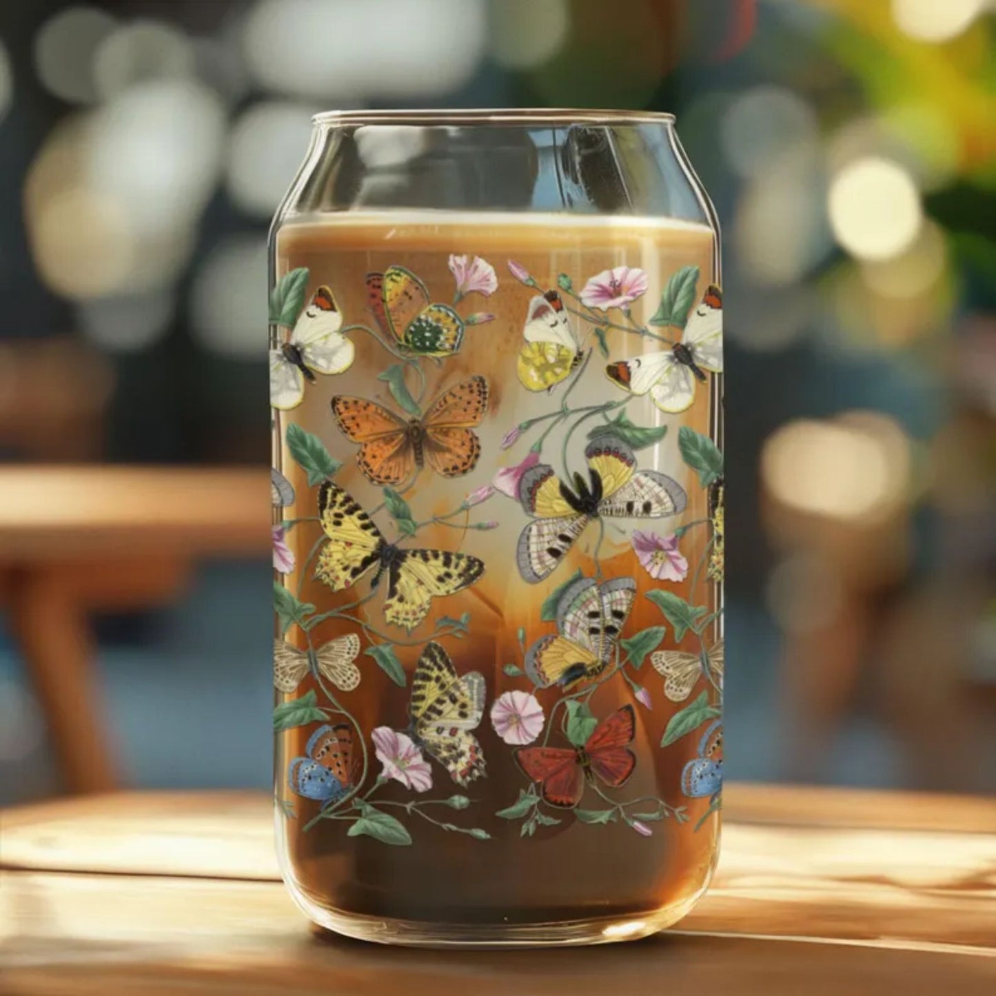 Vintage Butterflies Sipper Glass
