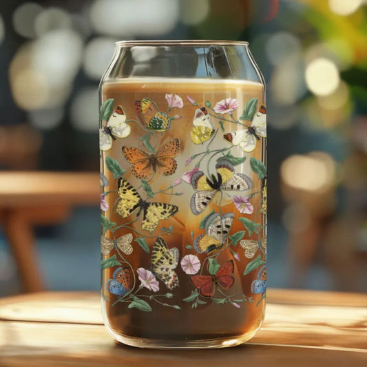Vintage Butterflies Sipper Glass