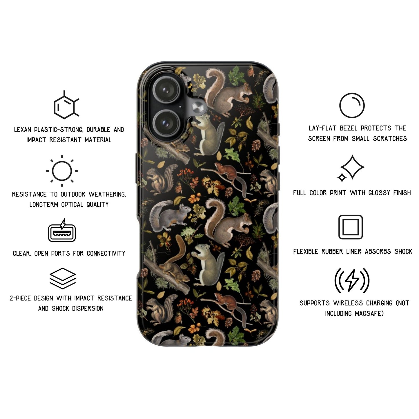 Vintage Squirrels Woodland Tough Phone Case
