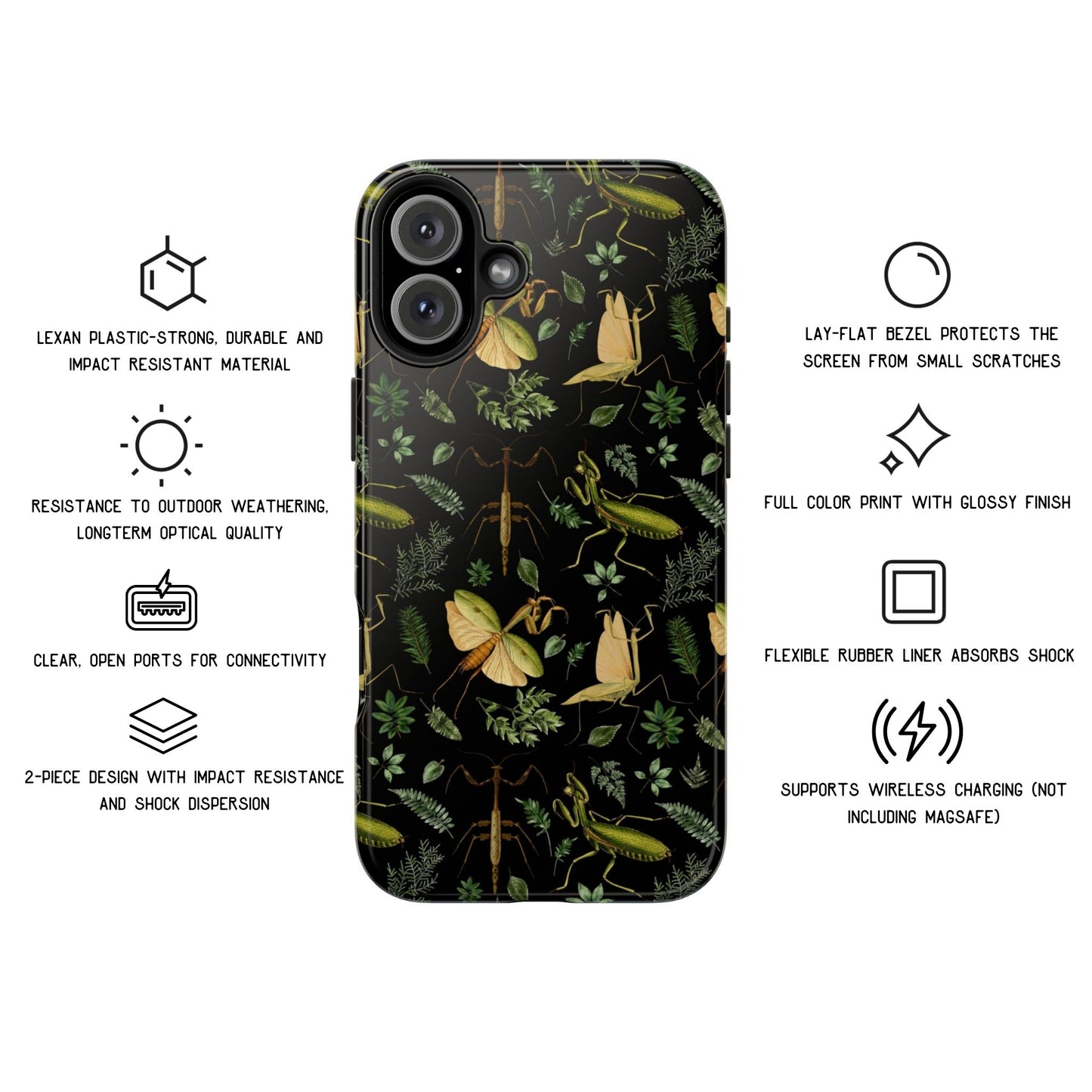 Botanical Praying Mantis Phone Case