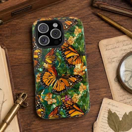 Monarch Butterfly Stained Glass Phone Case