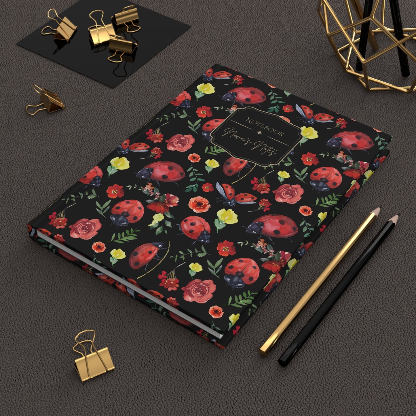 Watercolor Ladybug Personalized Journal