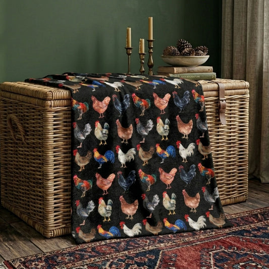 Chicken Cottagecore Throw Blanket