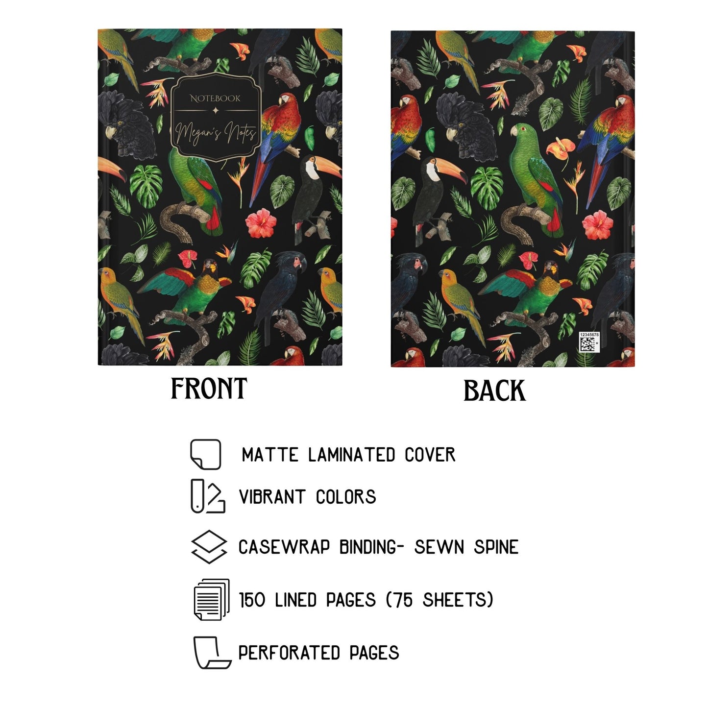 Tropical Parrots Hardcover Journal