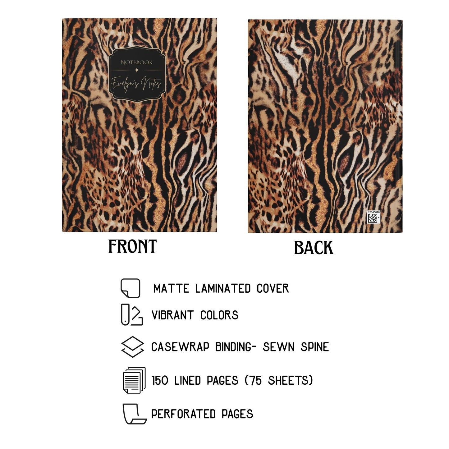 Trendy Leopard Animal Print Personalized Journal