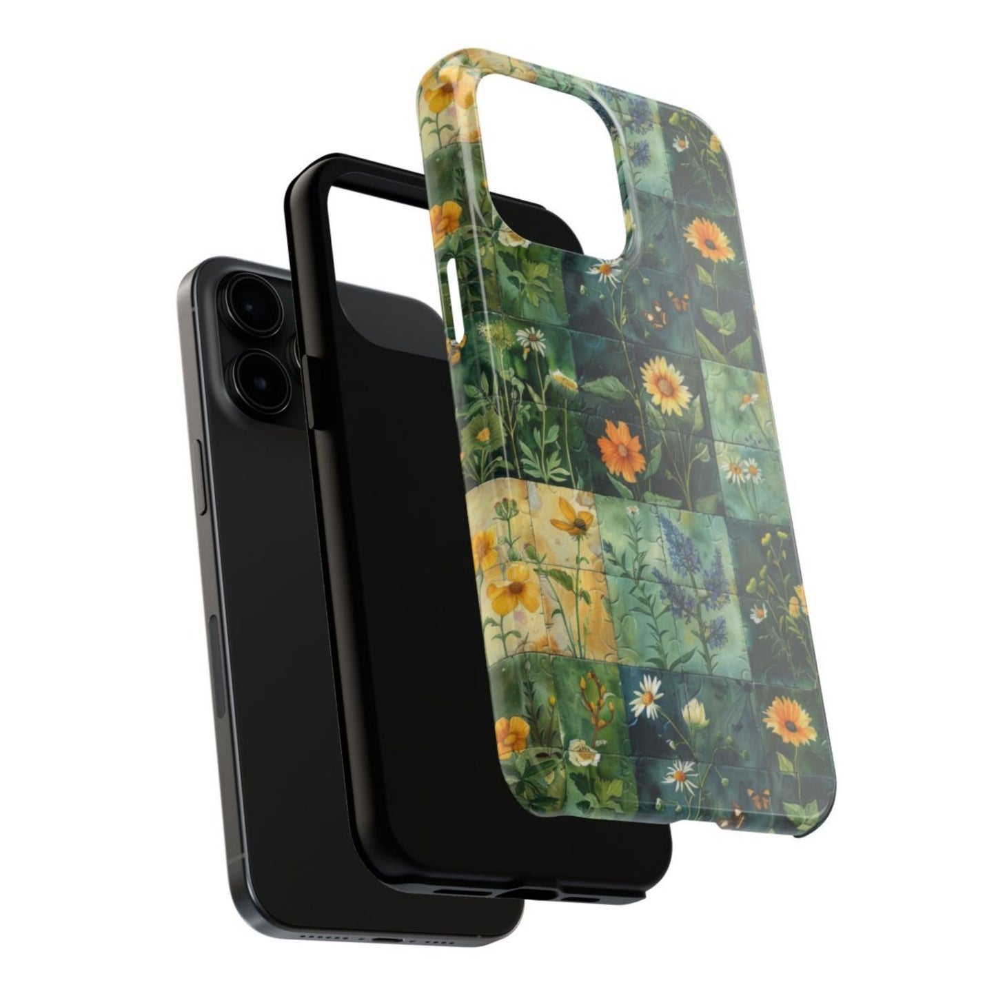 Green Patchwork Wildflower Phone Case