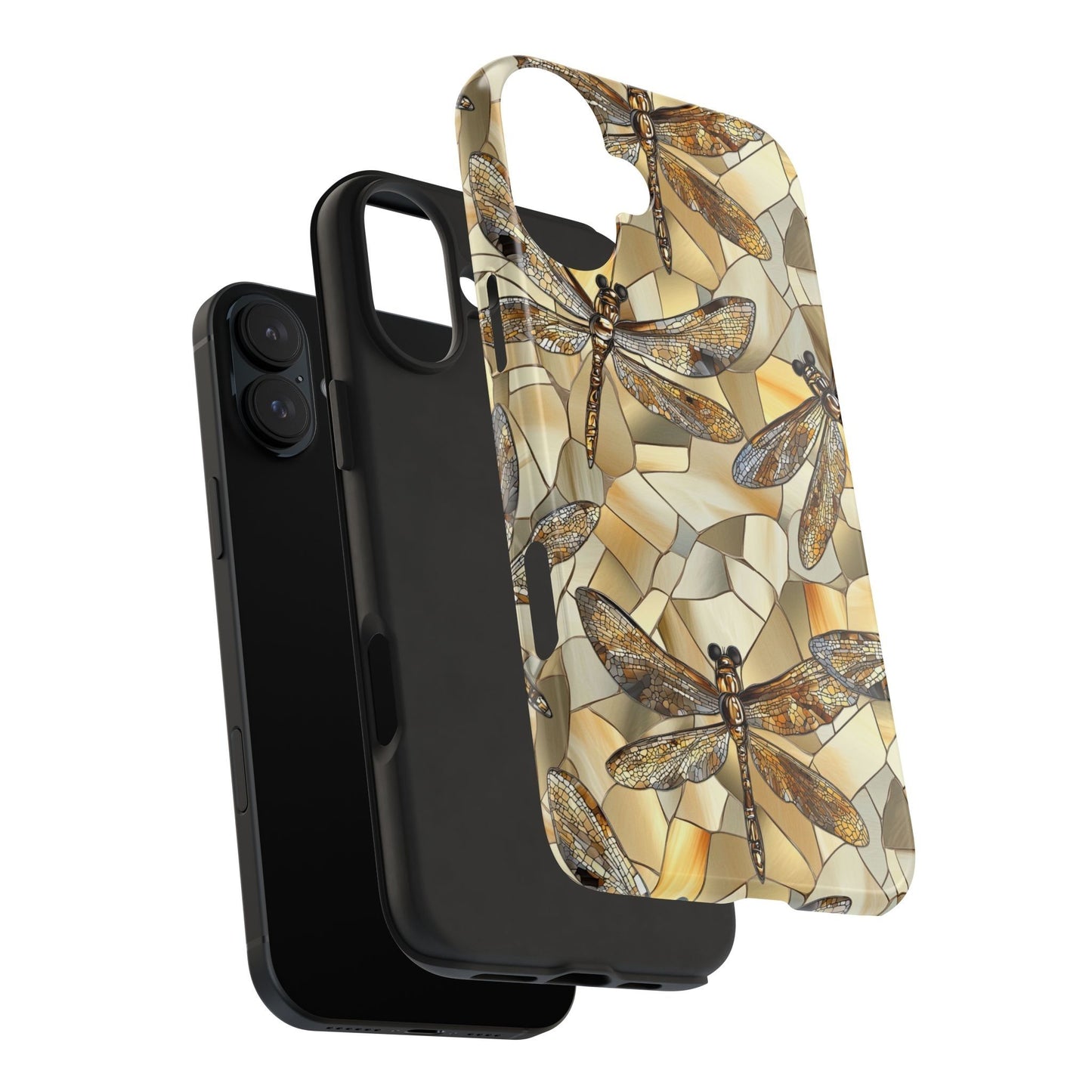Gold Stained Glass Dragonfly Phone Case