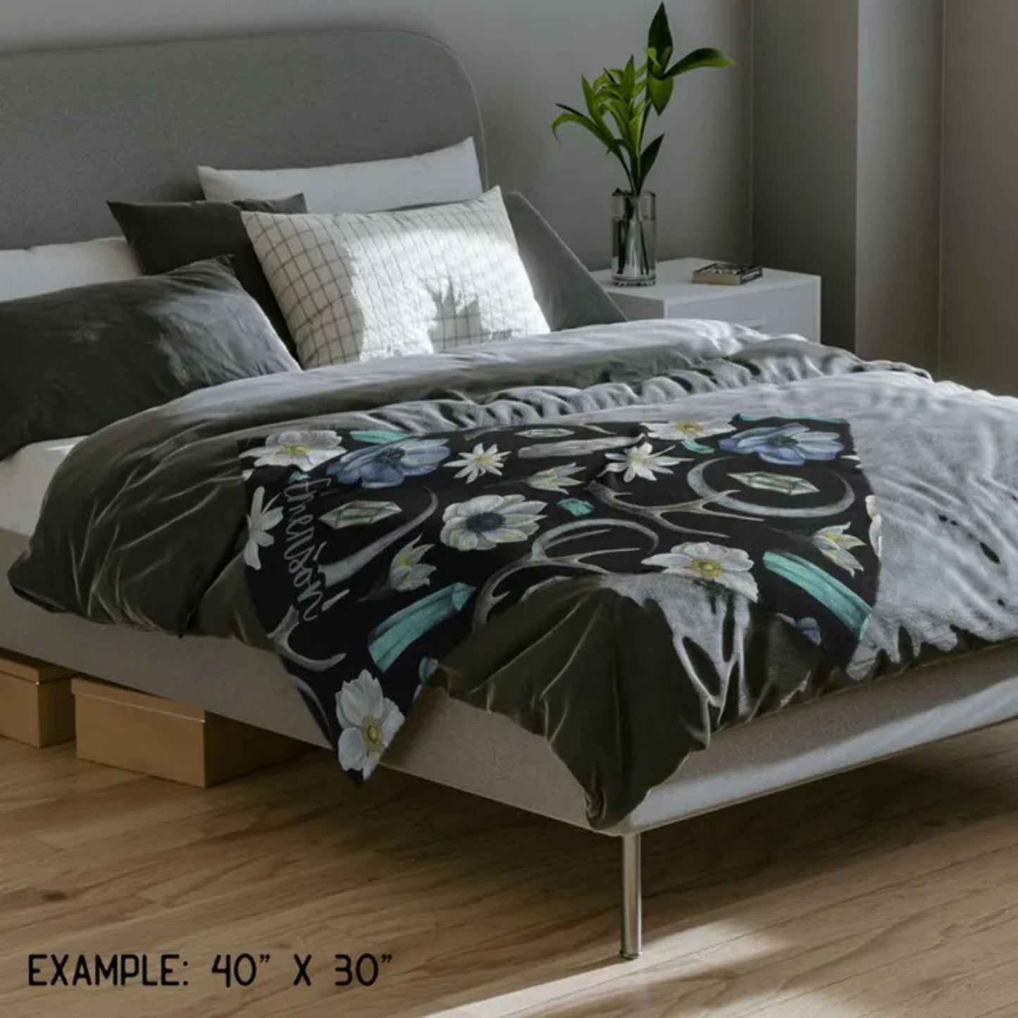Mystical Floral Crystals Fleece Blanket